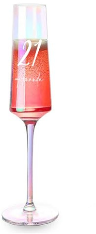 Personalised 21st Birthday Iridescent Champagne Prosecco Glass Gift