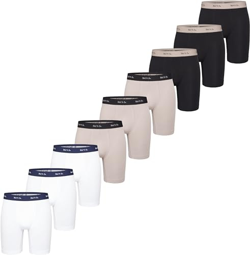 Phil & Co. Berlin Herr retro långboxer 3-pack, 6-pack, 6-pack, långa boxershorts, retroshorts, jersey, långa ben, kalsonger, underkläder, bomull, flerpack, set, män, 9-pack Blackbeigewhite, XXL