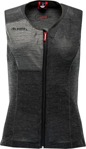 Alpina PROLAN Women Vest - Nachhaltiger, Atmungsaktiver & Individuell Einstellbarer Rückenprotektor aus Schafswolle Für Damen, Dark Grey, XS