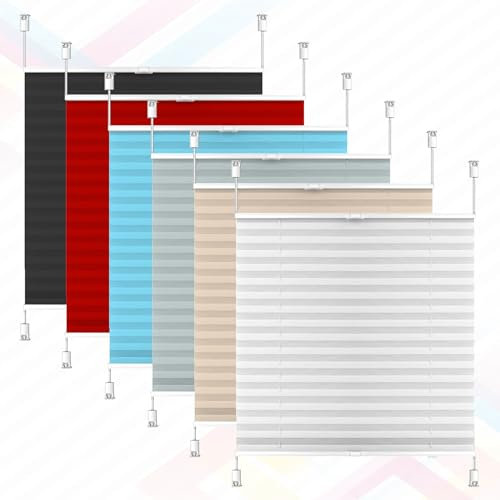 Pack Pleated Fabric Blind 45 x 120 cm Light Filtering Privacy Protection Vertical Louvre Blind Window Quick Fix and Easy to Install for Bedroom, Kitchen, Bathroom, Grey