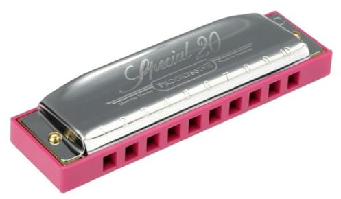 Hohner Limited Edition Special 20 Diatonic Harmonica with C Key, 20 Brass Reed Plates, and Plastic Comb (Pink)