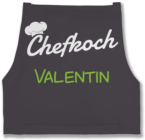 Schürze - Kochschürze Herren Männer - Chefkoch mit Name - Geschenk Küchenchef Chef de Cusine - 85x69 - Anthrazit - schürzen küche koch schürtze kochschuerze kochen verstellbar