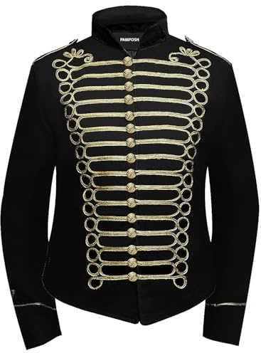 Pamposh Femmes Steampunk Hussard Vestes - Émo Punk Militaire Batteur Parade Veste Femmes - Napoléon Gothique Vêtements - Marche Groupe Veste