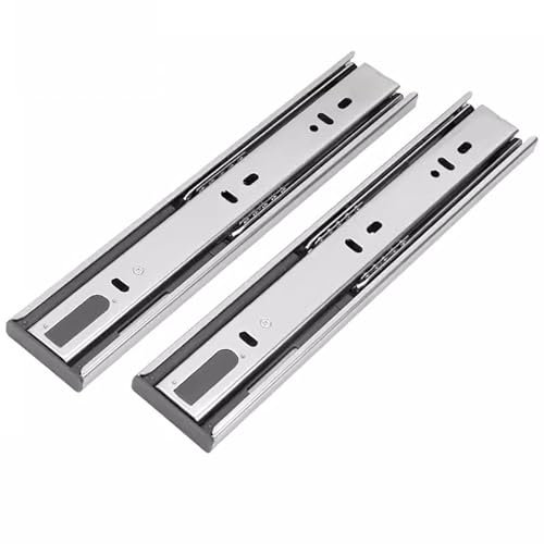 Schubladenschienen, Geräuschlose Schubladenauszüge, Edelstahlschienen, Dreiteilige Schrankführungen, Frisierkommodeschienen, 1 Paar (2 Stück), Verdicktes Material(25cm/9.8in)