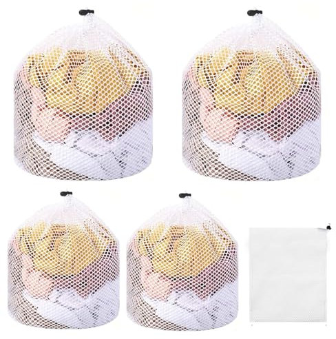 5Pcs Mesh Laundry Bags, Washing Bags For Laundry, Drawstring Laundry Net Bags For Washing Machine, Heavy Duty Dirty Clothes Laundry Bags For Home Dorm Hotel Travel Use (15 * 20/30 * 40cm)