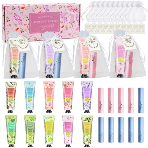 Crema Mani Set, 10PCS Crema Mani Natale Regalo Donna Set, Idratante Intensivo con Balsamo Lip e Trattamento Piedi, Formula ad Assorbimento Rapido, Regalo Donna per Compleanno,Natale (B, one size)