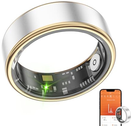 Smart Ring - Size First with Sizing Kit - Smart Ring Health Tracker for Women & Men - Sleep Tracking Wearable - Heart Rate & Fitness Tracker - Waterproof Step Counter (Platinum, 7 Sizes)