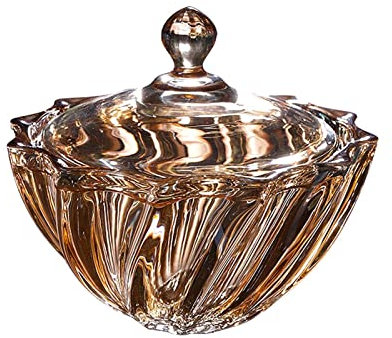 Aioneer Sucrier en Verre De Style Européen Aux Tons Dorés avec Couvercle, Grand Pot De Rangement en Cristal, Ornements Créatifs pour Cuisine, Salon