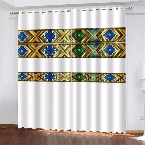HNYDM Äthiopische eritreische Verdunkelungsvorhänge, 2 Paneele, lichtfilternde Vorhänge für Wohnzimmer, Schlafzimmer, Küche, Fenster, Vorhang BxH/2x200x270cm verdunkelungsvorhang