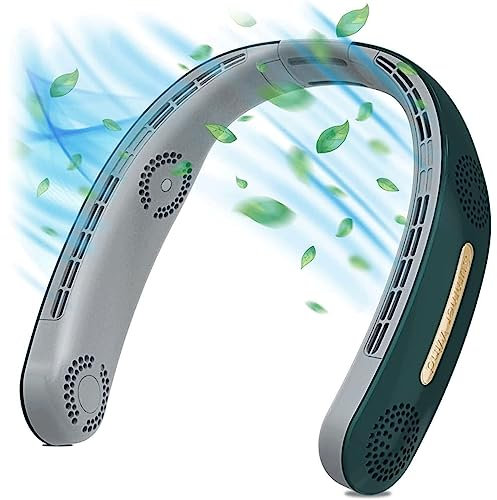 Mini ventilateur portable sur pied, ventilateur de refroidissement à alimentation en air à 360 °, ventilateur de cou sans pales, ventilateur personnel rechargeable pour voyage/bureau/maison/extérieur