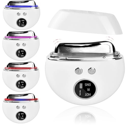 Masajeador EMS Gua Sha 4 Modos, Masajeador Facial Electrico Antiarrugas con Calor y Vibración, Dispositivo de Belleza Gua Sha 9 Niveles de Lifting, para Reafirmar el Rostro y Antienvejecimiento