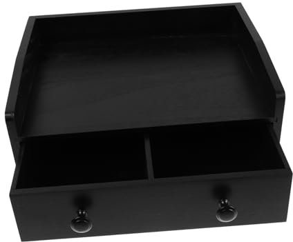 TIDTALEO Multifunctional Wooden Organizer Box for Coffee and Tea Storage Capacity Black Container with Efficient Design for Kitchen and Office Use