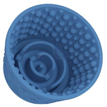 Dog Lick Bowl, Anxiety Relief Slow Feeder Treat Dispenser, Silicone Anti-chocking Pet Dish, Non-Slip Dog Licking Bowl Interactive Entertainment Puzzle Toy for Small & Medium-Dark Blue