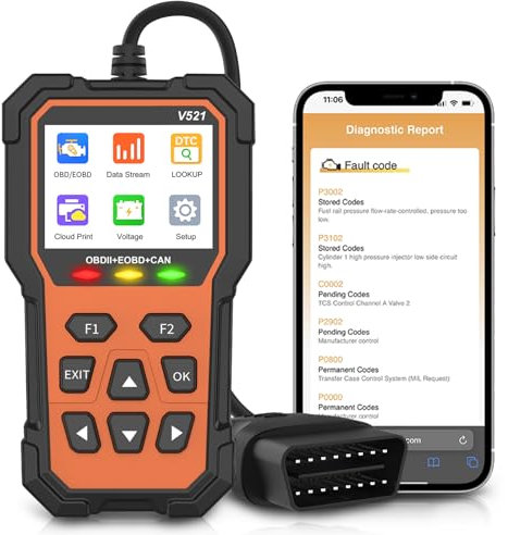 D-Lumina V521 OBD2 Diagnostic Français Automobile, OBD2 Diagnostic Auto Valise Voiture,Voyant Moteur, Lecteur de Codes, Suppression des Codes D'erreur, Recherche DTC, Données en Temps Réel
