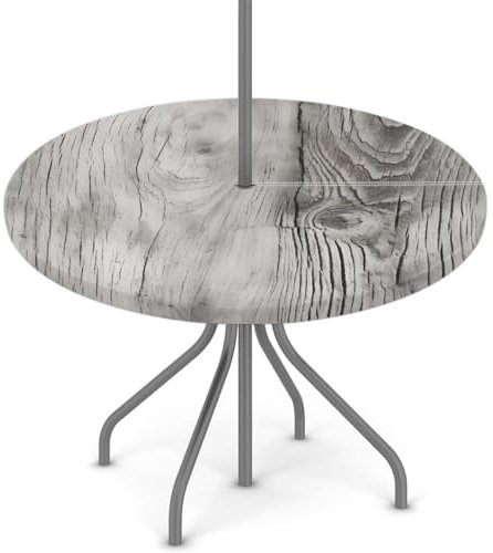 Woltant Nappe ronde avec trou de parasol et fermeture éclair facile à nettoyer avec bords élastiques pour jardin, terrasse, barbecue (bois vintage)
