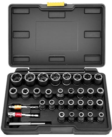 Ensemble d'Extraction de Vis et Écrous, Kit Spécial de Démontage pour Vis Endommagées, Goujons et Antivols de Roue