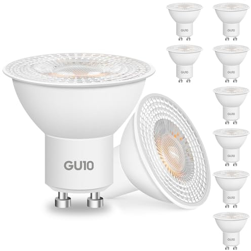 DMSELL 10 Pack GU10 LED Bulbs Warm White, 3000K, 5W, 600LM, CRI>80, Non Dimmable, Non Flicker Spotlight Bulbs for Home