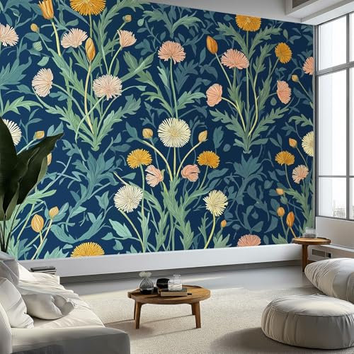 Murales da Parete Premium 3D Stile Arte Tradizionale Arte da Parete Straordinaria, Piante Naturali Fiori Carta da Parati Fotografica di Alta Qualità per Soggiorno e Camere da Letto 450 x 280 cm