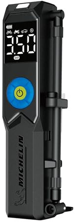 MICHELIN - Mini Compresseur USB-C Rechargeable - Sans Fil et Compact - Grand Écran Digital Rétro-éclairé - Torche LED - Batterie Lithium 2600mAh - Adaptateur Presta - Idéal Voiture Moto Vélo Ballons