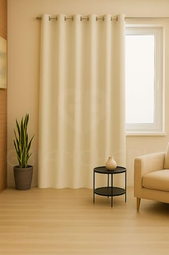 GBiancheria Tenda JASMINE Tinta Unita 140x290 cm con Anelli in Alluminio Ø4cm – Tendaggio Moderno Elegante per Soggiorno, Camera da Letto, Cucina – 1 Pannello Lavabile 100% Poliestere (Panna)