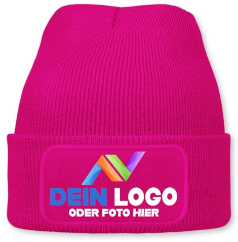 Wintermütze mit Logo personalisiert – Beanie individuell mit Wunschlogo, Text oder Foto | Strickmütze Unisex für Damen & Herren | Perfekt als Mitarbeitergeschenk, Firmengeschenk & Wintergeschenk