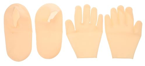 LOORGVEL Exfoliating and Moisturizing Gloves Feet Silicone Pedicure Socks for Dry Cracked Hands and Feet Gel Sleeping Socks
