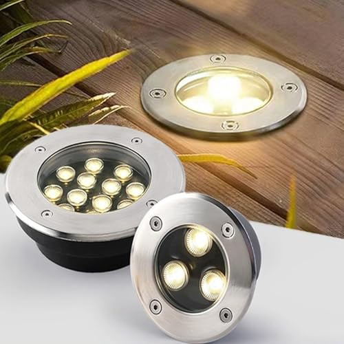 GUODDM Éclairage Paysager, Projecteurs LED D'extérieur Encastrés Au Sol, Spots Ultra-Minces 24 V CC, Étanches IP67, pour L'éclairage Mural des Places Et Parcs(Red,18w)