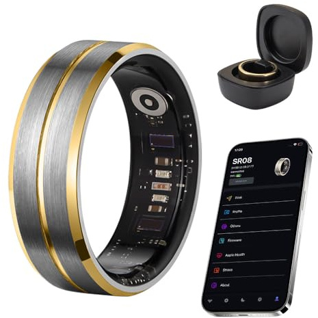 JDEID Eclipse Smart Ring Tungsteno | Monitoraggio Sonno HRV SpO2 Temperatura | IP68 5ATM Impermeabile | App AMOVAN iOS Android Health Connect Strava | Senza Abbonamento | Uomo Donna | Taglia 9