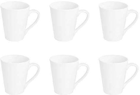 Argon Tableware White Coffee Mug Set of 6 - 285ml Dishwasher Safe Cups for Latte, Tea, Cappuccino, Hot Chocolate | Hot Drinks Mugs