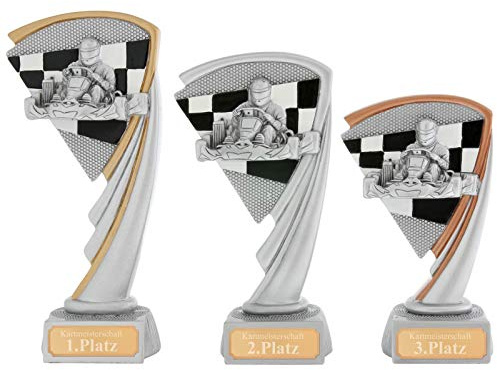 Kart Pokal Serie Arras 3 Größen Hart PVC schwer mit Gravur