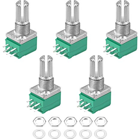 sourcing map 10K OHM Potenciómetro cónico de película de carbono de Doble rotación de Resistencias variables 5uds