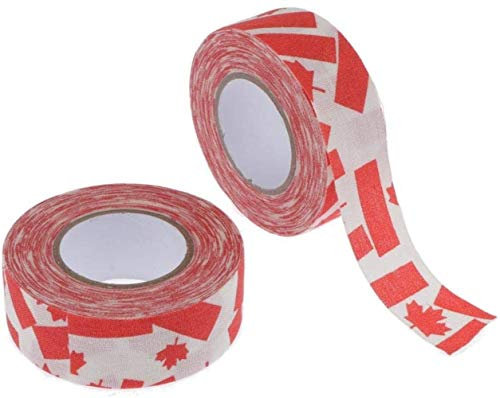 SGerste 2 Rollen Baumwolltuch Anti-Rutsch Sport Tape für Hockey Lacrosse Grip Stick Baseball Schläger – 2,5 cm breit, 11 Meter lang (rotes Ahornblatt)