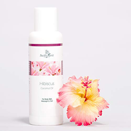 Pacific Spirit Hibiskus Öl – Kokosöl 150 ml I Kokosnuss-Öl für Haut, Haare, als Massage- & Bade-Öl I Pflegendes Öl für Haare & Körper I Massageöl mit femininem Duft I Feuchtigkeitsspendendes Öl