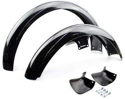 BISOMO Komplett-Set Kotflügel, Schutzblech Vorderrad und Hinterrad inkl. Spritzschutz, Simson S50, S51, S70 Schwarz grundiert
