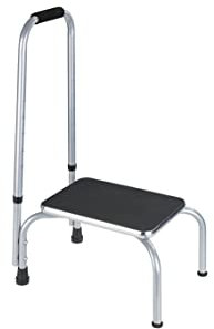 Maximex Sicherheits-Tritt SECURA - Rutschsicherer Haushaltstritt, pulverbeschichtetes Metall, 26.5 x 78-98 x 32 cm, Grau
