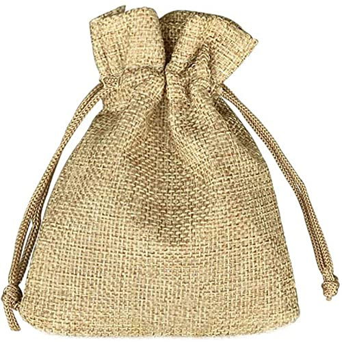 Anawakia Lot de 50 Sachets en Jute Sac à Cordon Toile de Jute Pochettes Pochettes Sachets en Lin Chanvre pour Dragée Bijoux Cadeau Mariage Baptême Anniversaire Noël 7 x 9 cm (Kaki)
