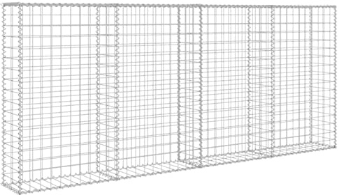 Gecheer Gabionenwand mit Abdeckung Gabione Steinkorb Drahtkorb Gabionenkorb Steinkorb-Gabione Steingabionen Gabionen-Pflanzkorb Gabionenkörbe Gabionen Hochbeet 200 x 20 x 85 cm (L x B x H)