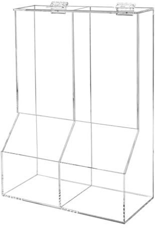 Marketing Holders Divided Condiment Bin with Lid 2 Compartment Sugar Packets or Wrapped Candy Caddy Clear Acrylic 8.5 x 12 Tabletop Organizer for Bakeries and Restaurants