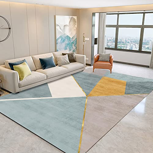 Teppich deko Outdoor,Braun, Gelb, Blau, Geometrisches Design, Waschbarer, Rutschfester Teppich teppiche in Wohnzimmer,deko esszimmer 180x250cm