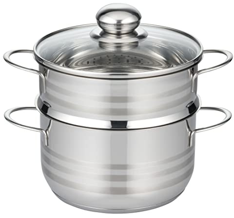 ELO Basic Brillant Dünster 18 cm, zylindrische Form mit Abgießrand, Volumenskala, spülmaschinengeeignet, backofenfest, induktionsgeeignet, Schwarz | Volumenskala, Abgießrand, spülmaschinengeeignet, backofenfest, Dekorstreifen
