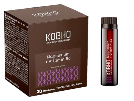 Citrato de Magnesio con Vitamina B6 de Máxima Absorción - Evita los Calambres Musculares y Ayuda al Descanso - Sabor Agradable y Listo para Tomar - 20 Viales.