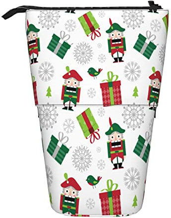 Telescopic Pencil Case Christmas Nutcrackers Gifts Desk Organizer Large Capacity Stationery Case Durable Pen Case for Girls Student School