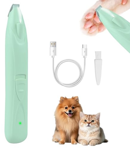 Kabellos Pfotentrimmer, Superleise Hundeschermaschine mit LED-Licht, Wiederaufladbarer Haustier Rasierer für Hunde Katzen Pfoten, Augen, Ohren, Gesicht, Körper