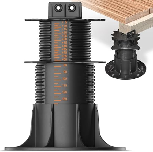 50x LANGFIT® Stelzlager XL für Terrassendielen – Bis 50% schneller montiert – Mit Maßskala – Stufenlos höhenverstellbar von 75-195mm – Für Unterkonstruktionen aus Holz, WPC, Alu – Made in Germany