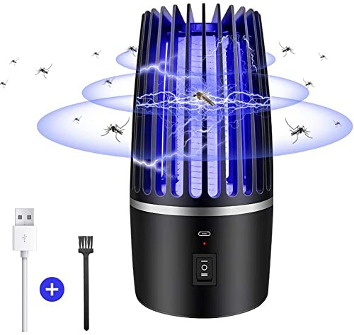 EHOTER Lampe Anti Moustique 2 en 1 Électrique Anti Moustique 360 ° UV Tueur D'Insectes Électrique Lampe Anti Moustique Rechargeable Sûr Et Efficace pour Intérieur Extérieur Jardin Terrasse Camping