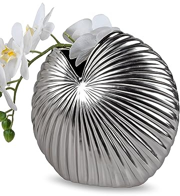 Formano 1 Stück Vase 19x19cm Matt Silber aus Keramik - Dekoration für EIN schönes Zuhause