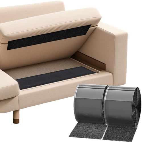 TEUVO 11cm(4.3 in) x 6M(19.7FT) Non-Slip Couch Grips - Keep Cushions from Sliding on Sofa & Furniture - Hook and Loop Tape with Adhesive Cushion Gripper Holders