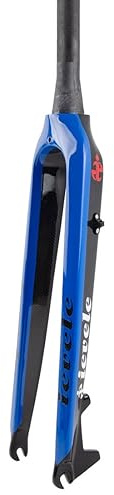 HIMALO Fourche Rigide VTT 26 27.5 29 Carbon Fiber MTB Disc Brake Rigid Forks 1-1/2 Tapered Threadless Ultralight 9mm QR Hard Forks (Color : Blauw, Size : 26'')