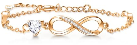 Tusuzik Geschenk für Frauen,Armband für Frauen 925 Sterling Silber Infinity Armbänd Schmuck mit Roségold Vergoldet Geschenke