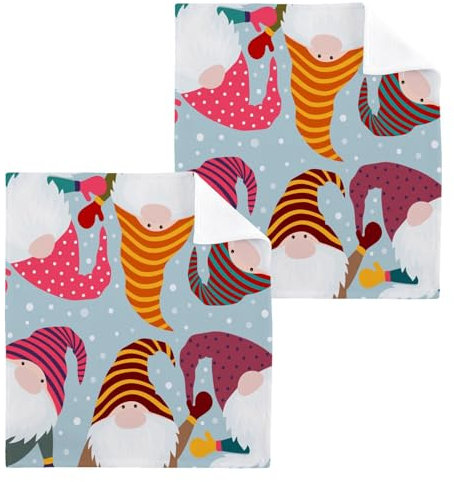 ISAOA Weihnachts-Waschlappen-Handtuch für Badezimmer, Spa, Hotel, Weihnachts-Winterkarte mit Zwerg, Gästehandtücher, Waschlappen, saugfähig, schnell trocknend, 4,30 x 30 cm